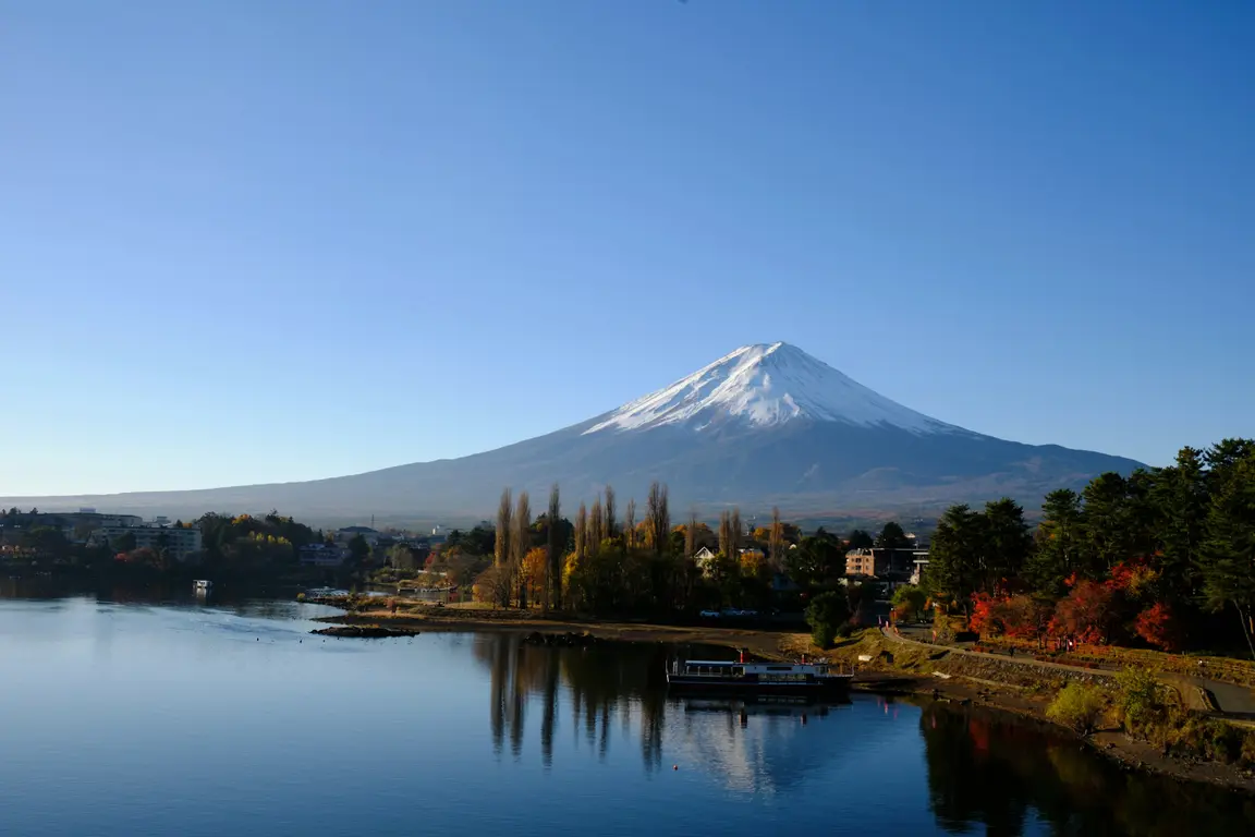 湖越しに望む富士山